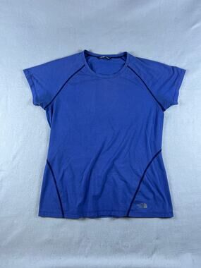 The North Face On The Go T-Shirt Womens XL Blue Striped Athletic Hiking Outdoor